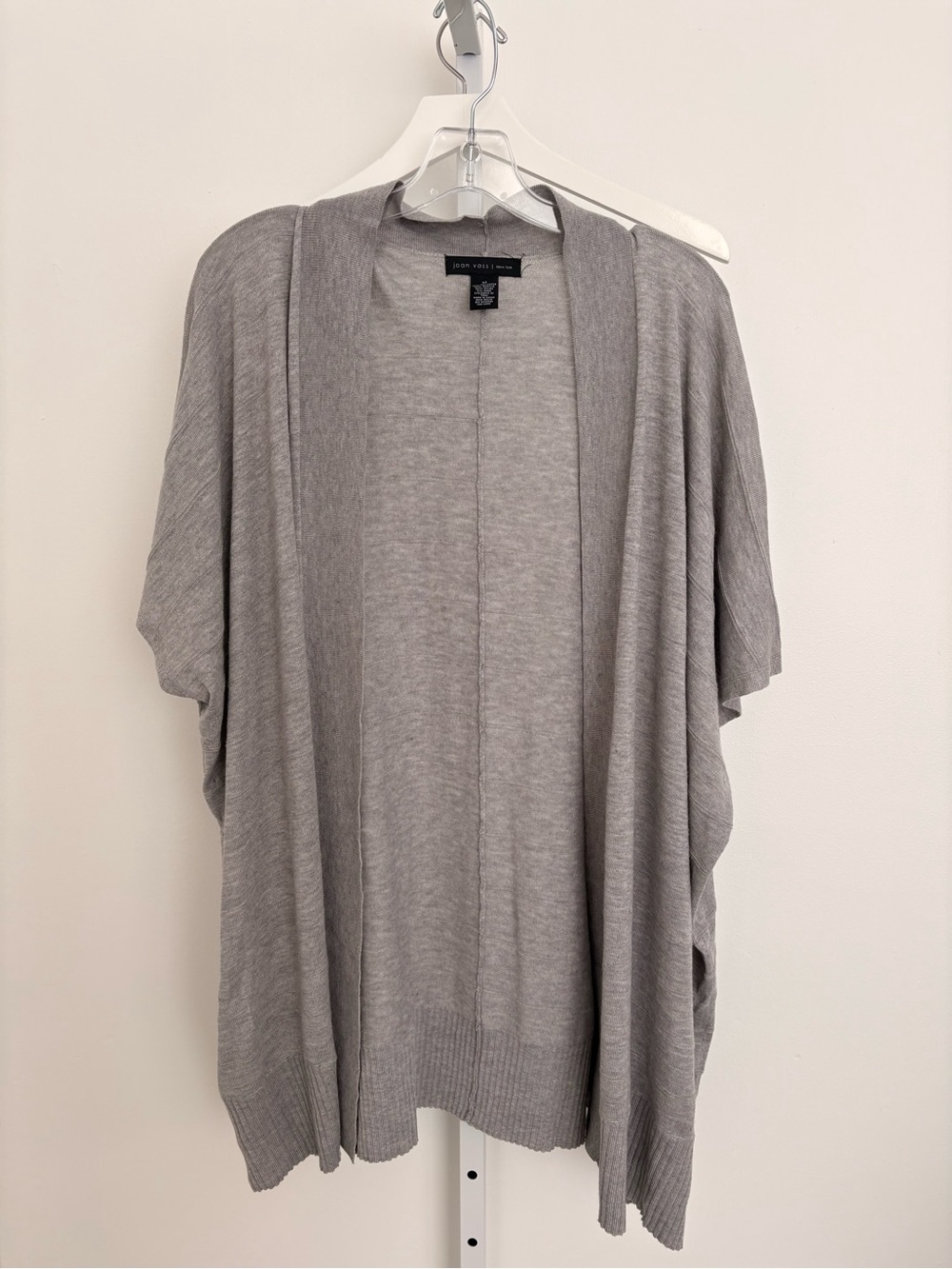 Joan Vass Heathered Light Gray Knit Cardigan